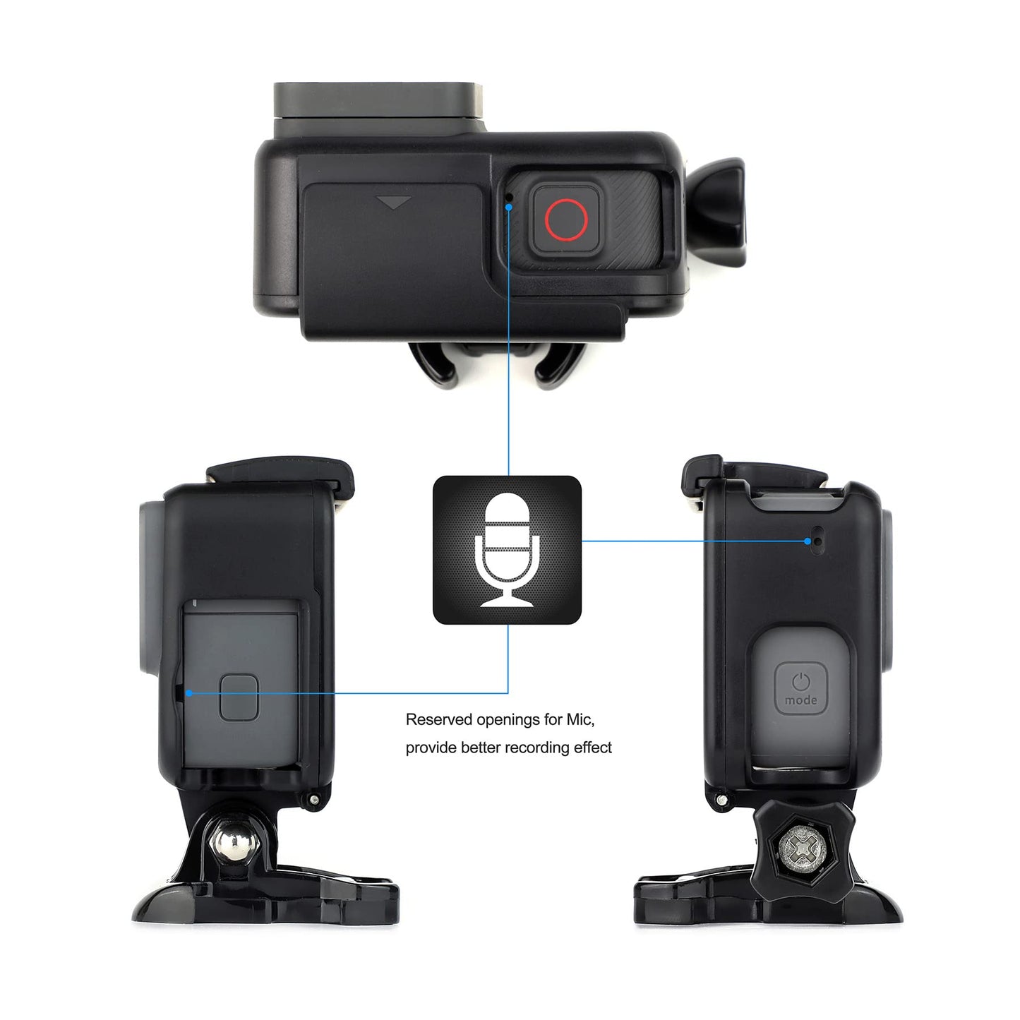 GEPULY Frame Mount Housing Case for GoPro Hero 7 6 5 Black, Hero 7 Silver, Hero 7 White, Hero (2018) Cameras - Includes Quick Release Buckle