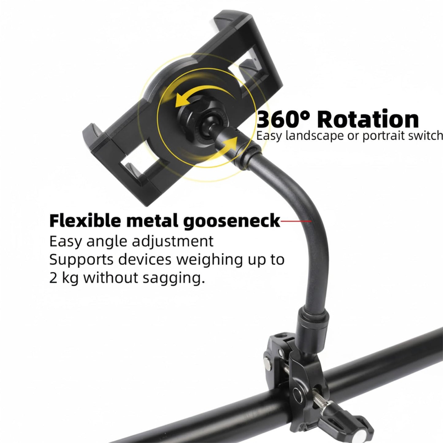 ZUZUXI iPad Yoke Mount, Tablet Holder Clamp Mount for Aircraft, 360° Rotation Adjustable Aluminum Trainer Tablet Holder for iPad Pro 12.9/Air/Mini