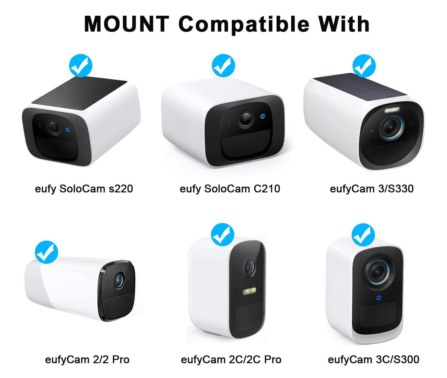 2Pack Adjustable Wall Mount Compatible with eufyCam 2C/2C Pro, 2/2 Pro, 3C/S300, 3/S330, Also for SoloCam S220/C210, Eufy Camera Mounting Bracket