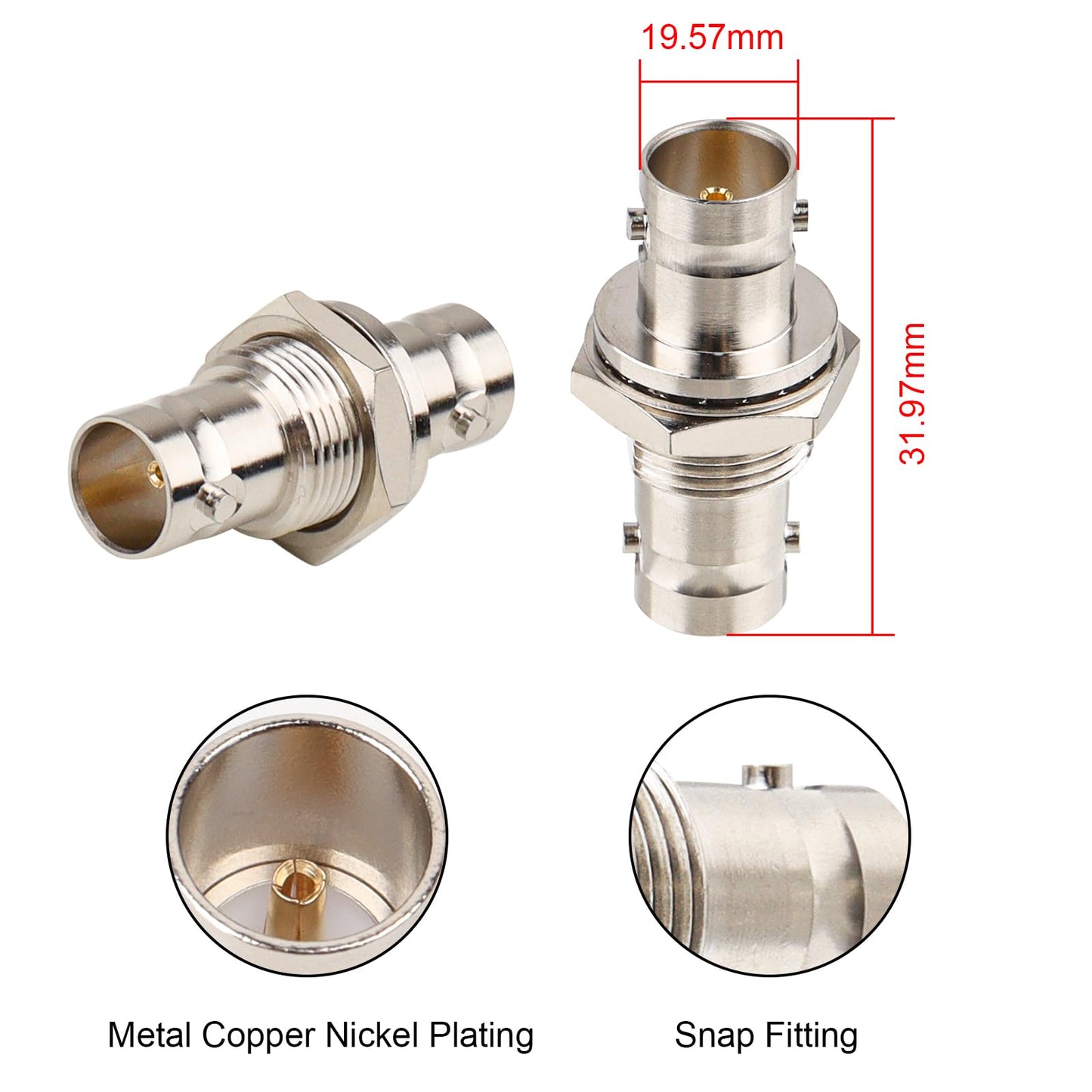XRDS -RF 2PCS 75 Ohm BNC Female to BNC Female SDI Connector, Adapter for HD-SDI/3G-SDI/4K/8K SDI Video Camera Cable