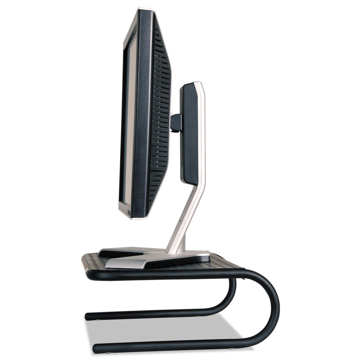 Allsop Large Metal Art Monitor Stand, 18-Inch Wide Platform Holds 50 lbs with Keyboard Storage Space - Black (30336)
