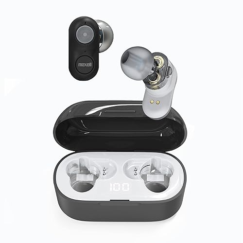 Maxell - 199652, Experience High-Fidelity Sound with Dual-Driver True Wireless Earbuds - Featuring Bluetooth 5.0, 20 Hours of Playtime, Pro Noise…