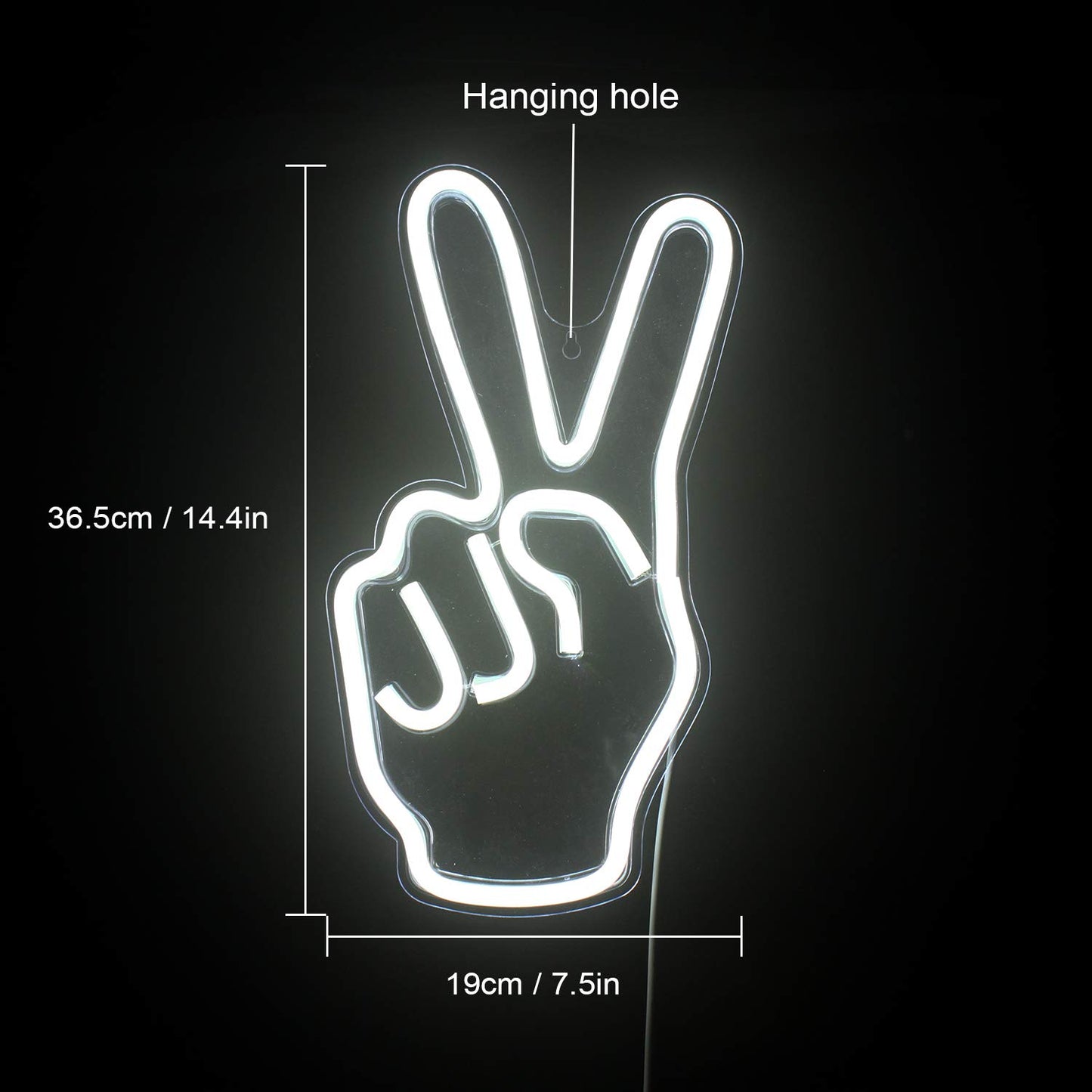 ineonlife Neon Peace Sign Decor Led Neon Signs Peace Finger Peace Sign Wall Sign 15'' x 8'' Victory Gesture Neon Light Novelty Neon Wall Lights