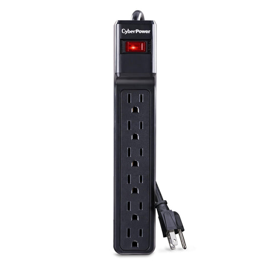 CyberPower CSB604 Essential Surge Protector, 900J/125V, 6 Outlets, 4ft Power Cord, Black