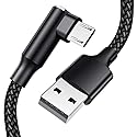 EWUONU Micro USB 90 Degree Cable [2 Pack 10FT] for Fire 7 HD8, Samsung Tablets, Galaxy S7 S6 Edge J8 J7, Xbox One, PS4 Controllers, Camera and More