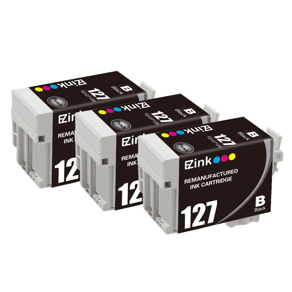 E-Z Ink Remanufactured Ink Cartridge Replacement For Epson 127 (3 Black) for Stylus NX530 NX625 WorkForce 3520 635 3530 3540 7010 645 7510 7520 60 840
