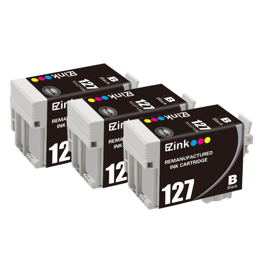 E-Z Ink Remanufactured Ink Cartridge Replacement For Epson 127 (3 Black) for Stylus NX530 NX625 WorkForce 3520 635 3530 3540 7010 645 7510 7520 60 840