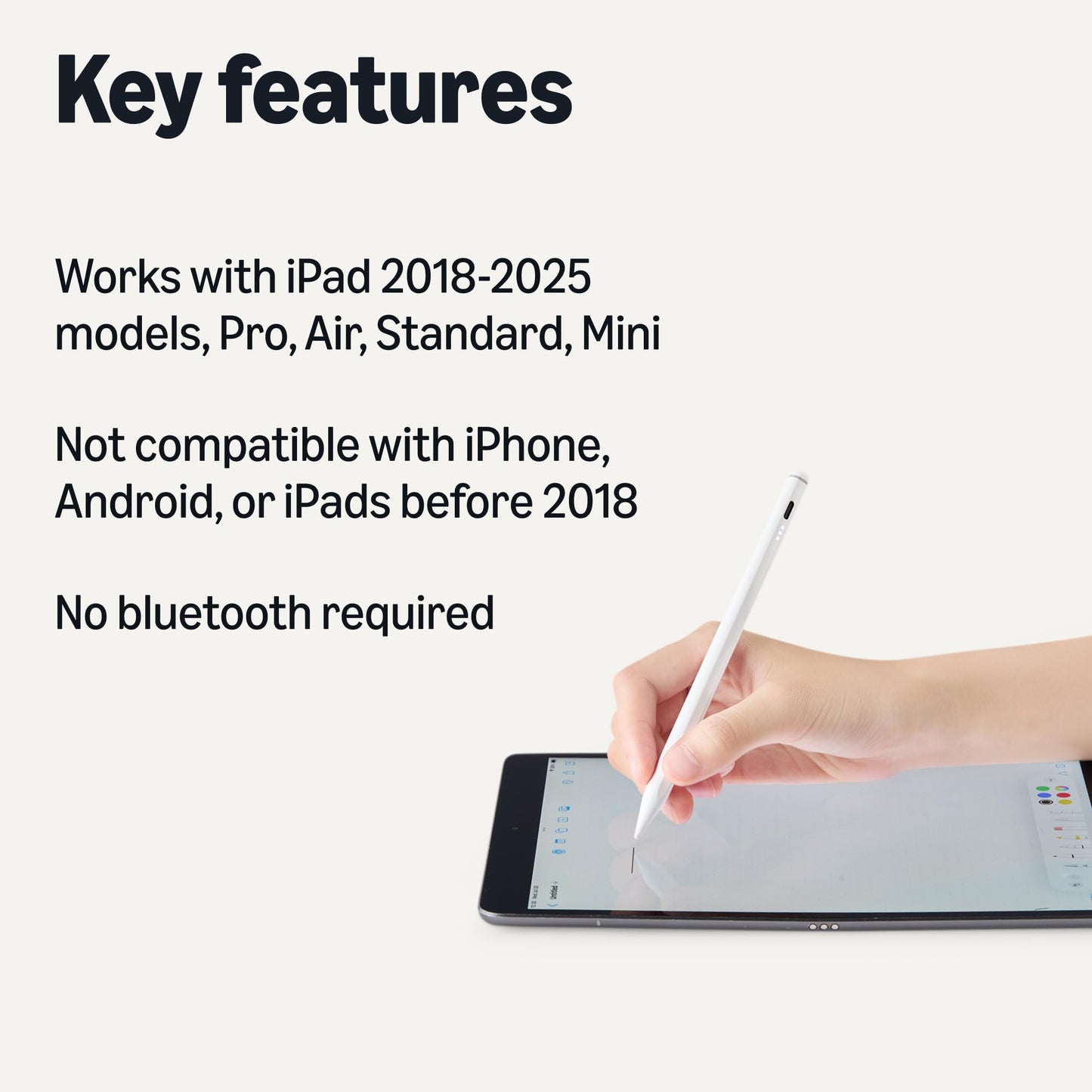 Amazon Basics Stylus Pencil Compatible with iPad 10th Generation (2018-2025), Pen with Palm Rejection