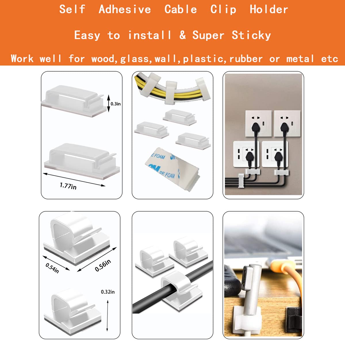 319pcs Cable Management Organizer Kit, Desk Cord Organizer, 98 Adhesive Cable Clips Holder, 17 Reusable Cable Strap, 4 Cable Sleeve Split, and 200