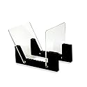 VK Royal Vinyl Records Storage Holder Display Stand 7' Holds Up to 25 LP's Wood Stand, Rubber Grip Pad and Clear Acrylic Ends Vinyl Record Storage