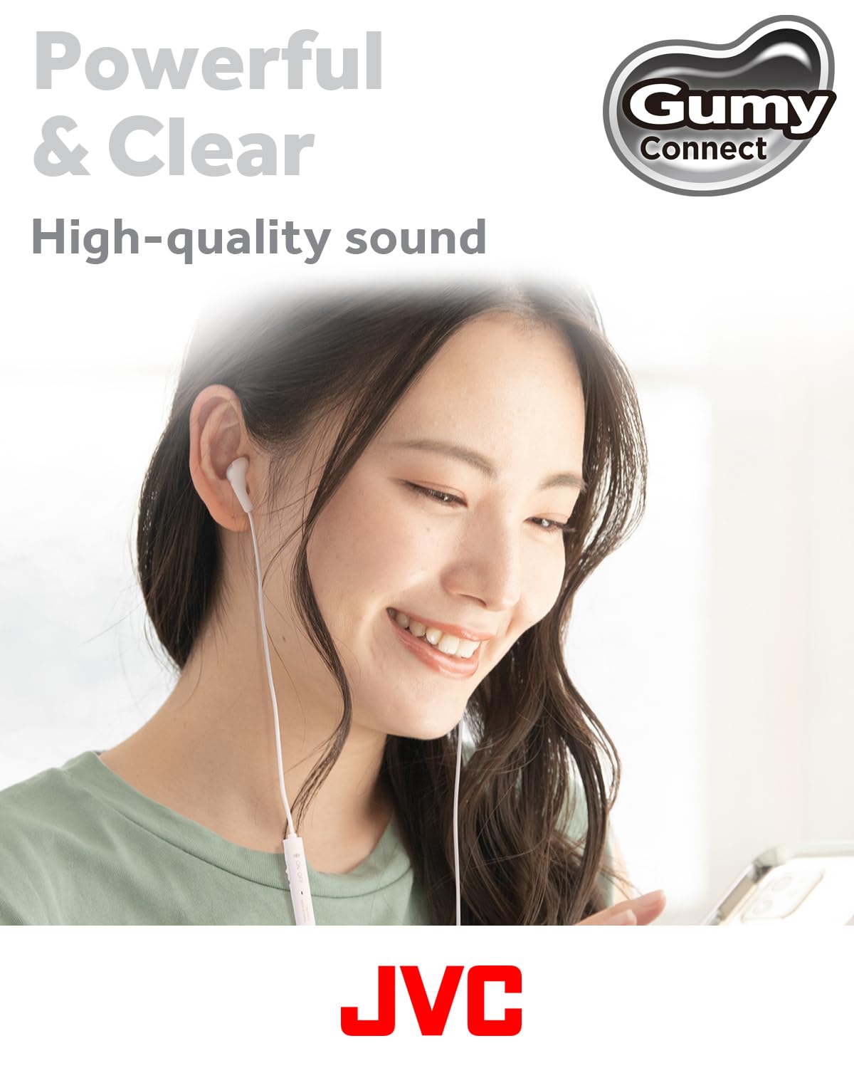 JVC Gumy Connect USB-C Wired Earbuds Headphones, Delay-Free for Videos and Gaming, Built-in DAC Reduces Noise and Improves Sound Quality, 9.2 mm
