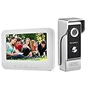 AMOCAM Video Intercom System, 7 Inche Monitor Wired Video Door Doorbell Kit, Outdoor IR Camera Door Intercom, Support Monitoring, 2-Way Audio