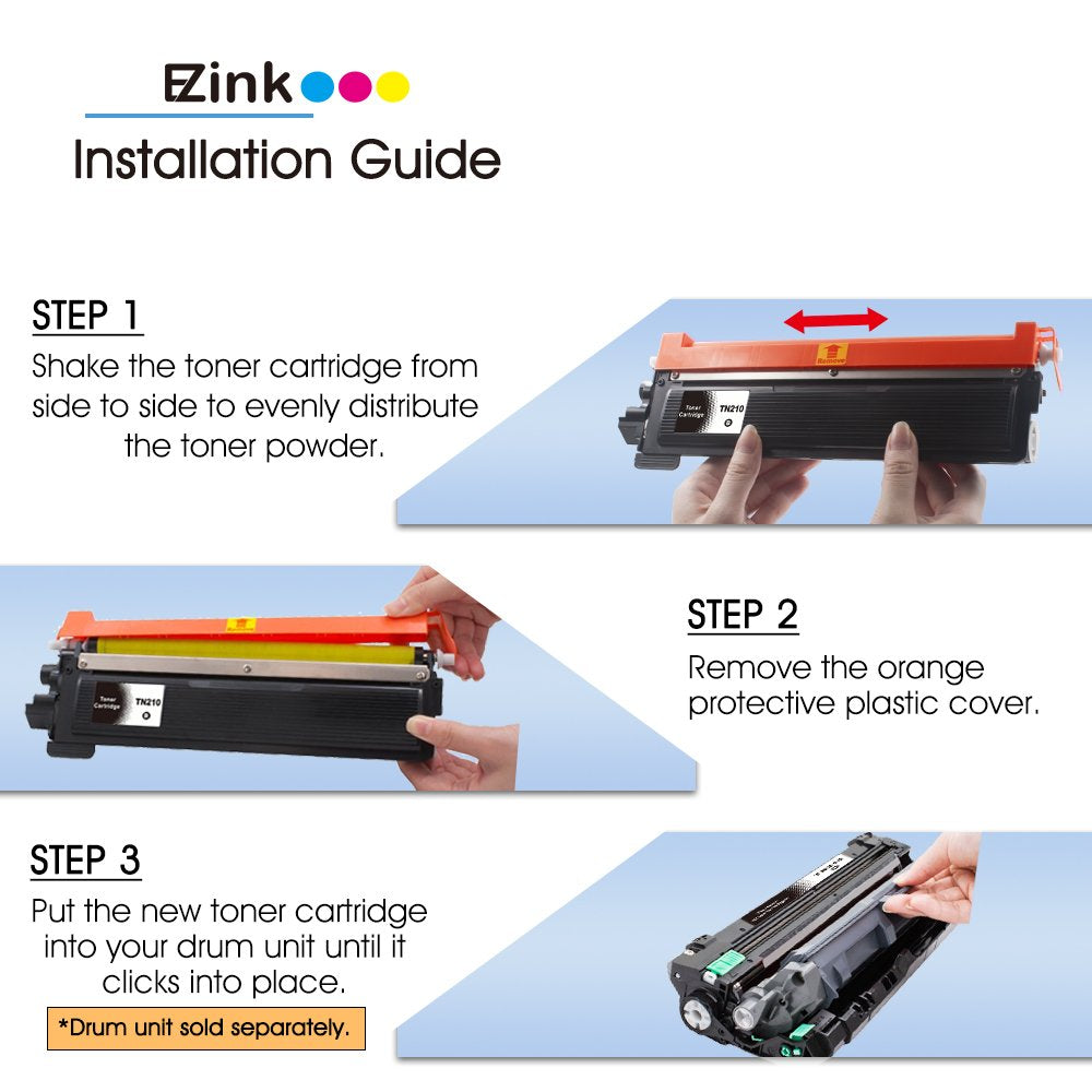 E-Z Ink (TM) Compatible Toner Cartridge Replacement For Brother TN210 4 Pack (1 Black, 1 Cyan, 1 Magenta, 1 Yellow) For DCP-9010cn HL-3040cn Printer