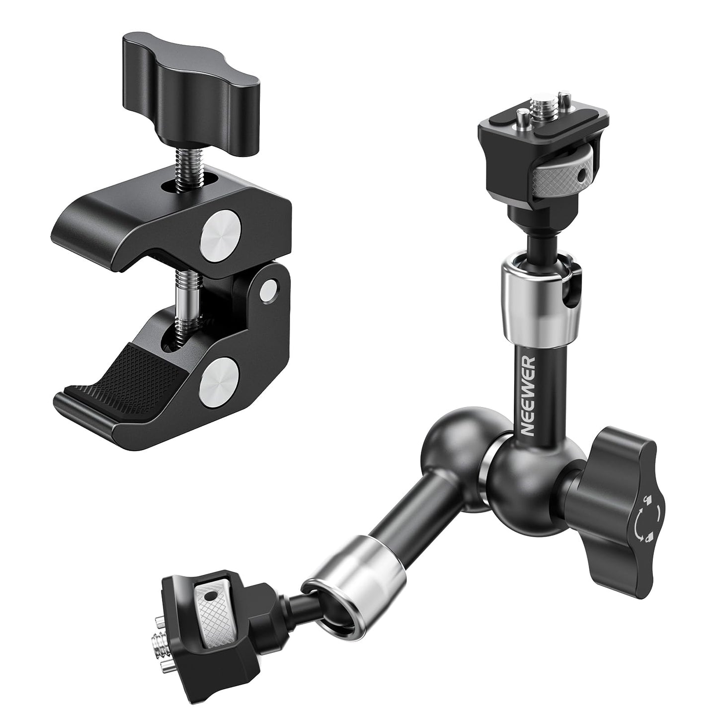 NEEWER 7" Articulating Magic Arm Clamp Mount with Super Clamp, Camera Monitor Mount with 1/4" 3/8" ARRI Locating Pins & Holes for DSLR Action Camera