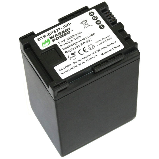 Wasabi Power Battery for Canon BP-827 (3000mAh) and Canon VIXIA HF G10, HF G20, HF M30, HF M31, HF M32, HF M40, HF M41, HF M300, HF M400, HF S10, HF
