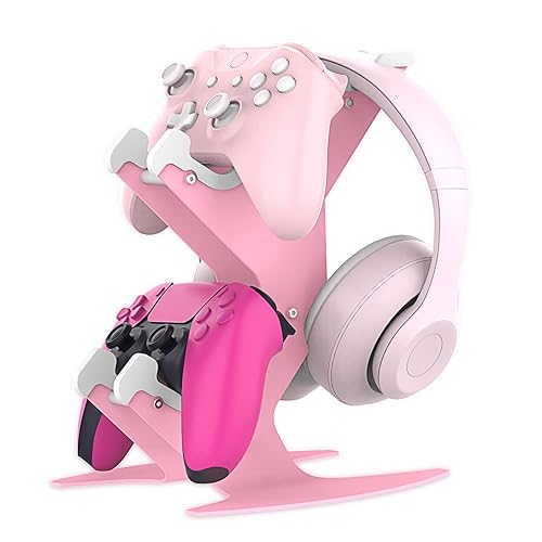 NBCP Controller Holder Pink, Headset Stand, Headphone Holder Hanger Mount Universal Gaming PC Accessories Organiser for Xbox, DualSense PS5, DualShock