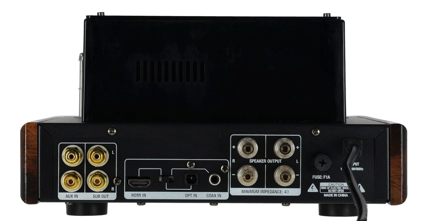 Rockville BluTube DK Audiophile Tube Amplifier with Bluetooth, 35Wx2 RMS @ 4 Ohm, HDMI/Optical/Coaxial Inputs, Sub Output, USB, RCA, VU Meter