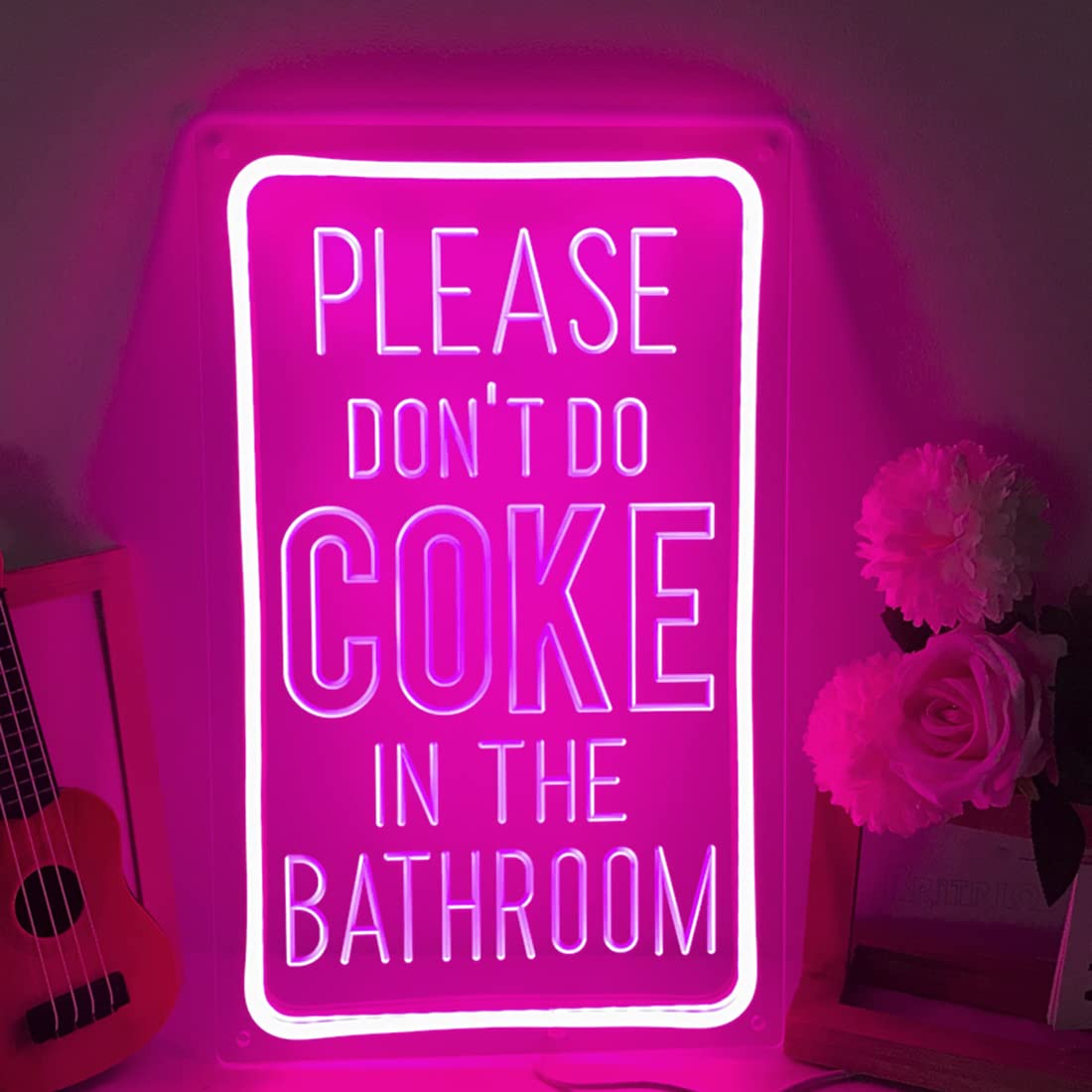 Britrio Please Dont Do Coke in the Bathroom LED Neon Sign Women Gift Bedroom Bathroom Dorm Office Game Room Bar Business Store Wall Art Decor Sign