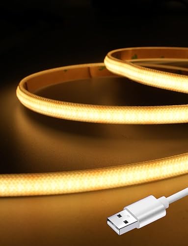 INFINILUX 2400K Amber Blue Light Blocking LED Strip, Soft Fabric COB Sleep Aid Nightlight for Bedroom, Nursery, Reading & Meditation, 59" USB Powered