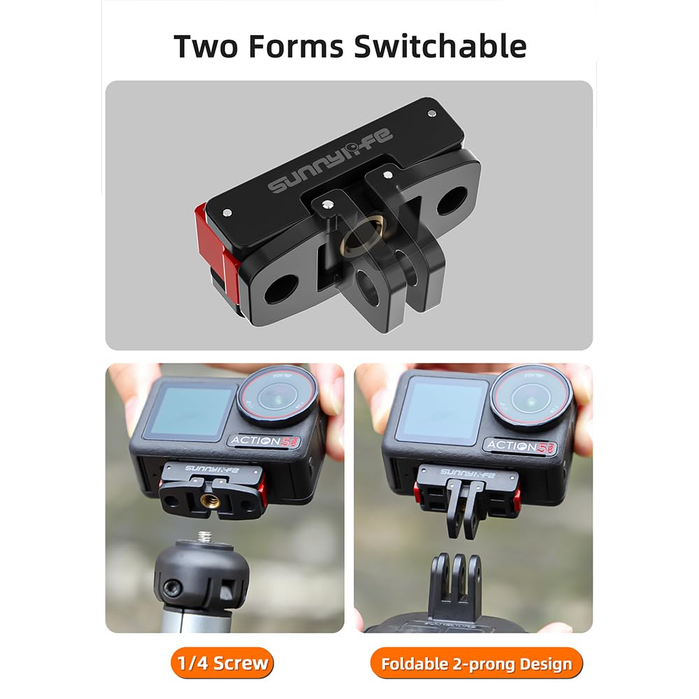 Magnetic Quick Release Adapter Mount for DJI Osmo Action 5 Pro/4/3/Osmo 360, Aluminum Alloy Extension Bracket with 1/4" Screw Hole & Quick-Release