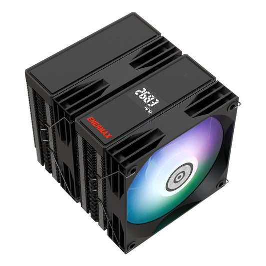 Enermax TD60 Digital ARGB CPU Air Cooler 159mm Height All-Black CPU Air Cooler Double Tower 6 Heat Pipes with Dual 120mm PWM Fan 280W TDP, for Intel