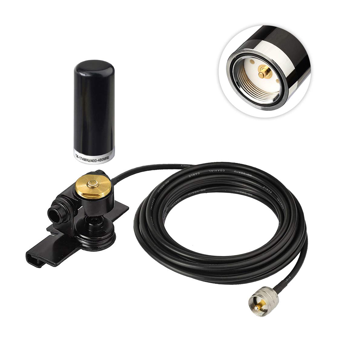 Bingfu Vehicle Mobile Ham Radio Antenna VHF UHF 136-174MHz 400-470MHz Car Truck Amateur Radio NMO Mount Low Profile Antenna with Lip Mount Fixed