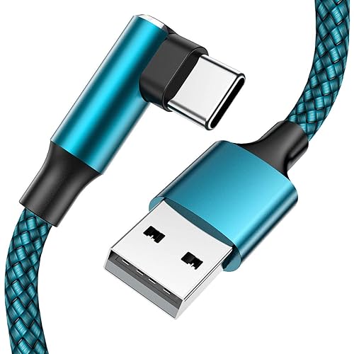 USB C Cable 90 Degree Right Angle[2Pack 6.6FT], USB A to Type C Nylon Braided Fast Charging Cable for Samsung Galaxy S22 Ultra/S22+/S22/S21, Note