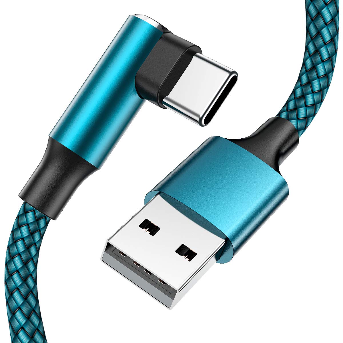 USB C Cable 90 Degree Right Angle[2Pack 6.6FT], USB A to Type C Nylon Braided Fast Charging Cable for Samsung Galaxy S22 Ultra/S22+/S22/S21, Note