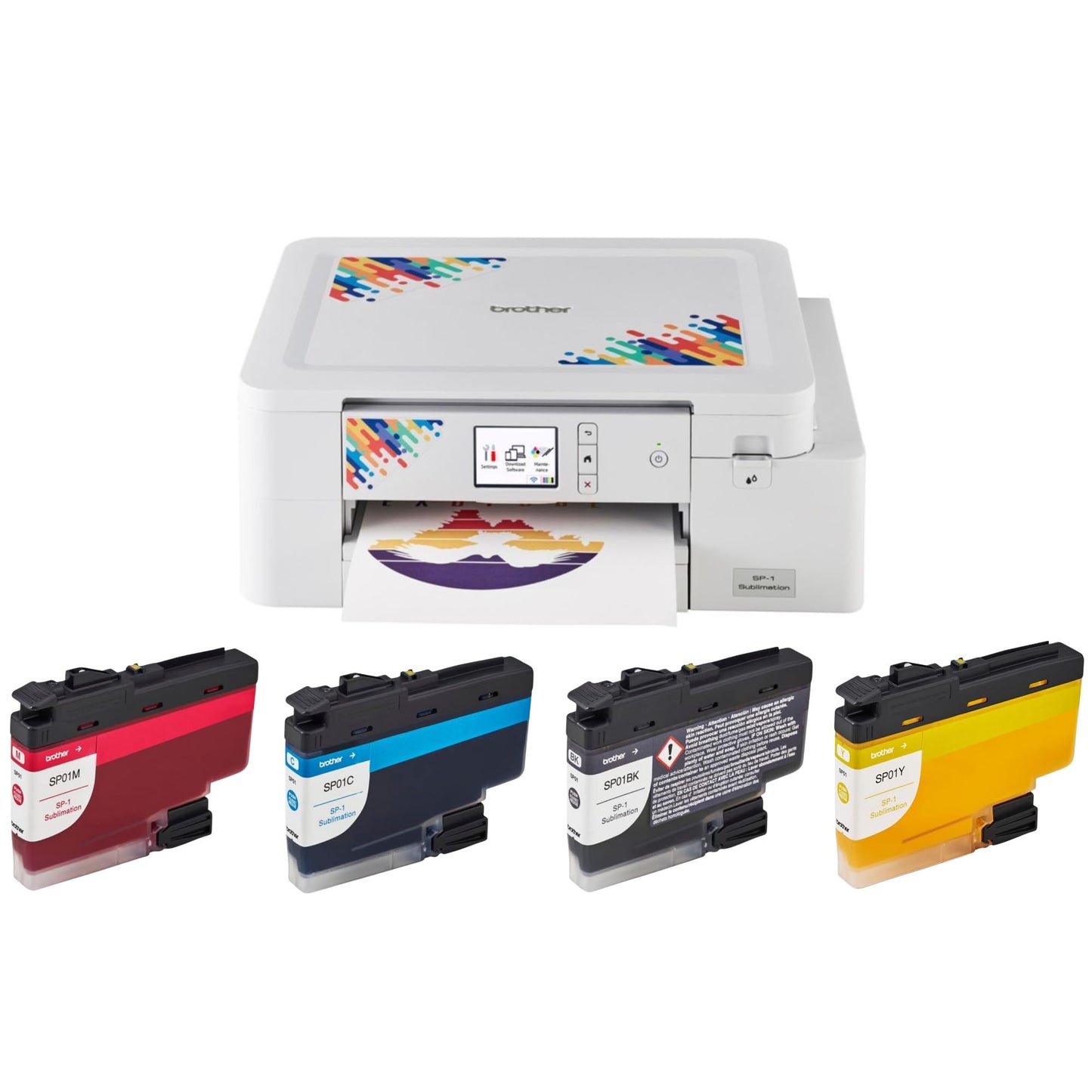 Brother Sublimation Printer - High-Speed Printing with Wireless Connectivity Bundle with Ink Cartridges (Black, Cyan, Magenta, and Yellow) (5 Items)