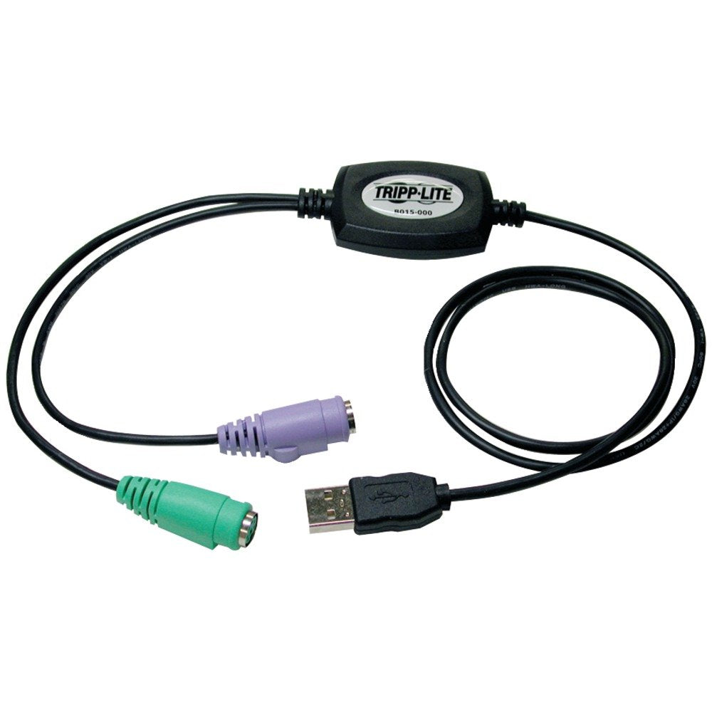 USB to PS/2 Adapter for Keyboard and Mouse, USB-A Male to (2) PS/2 Female, 18