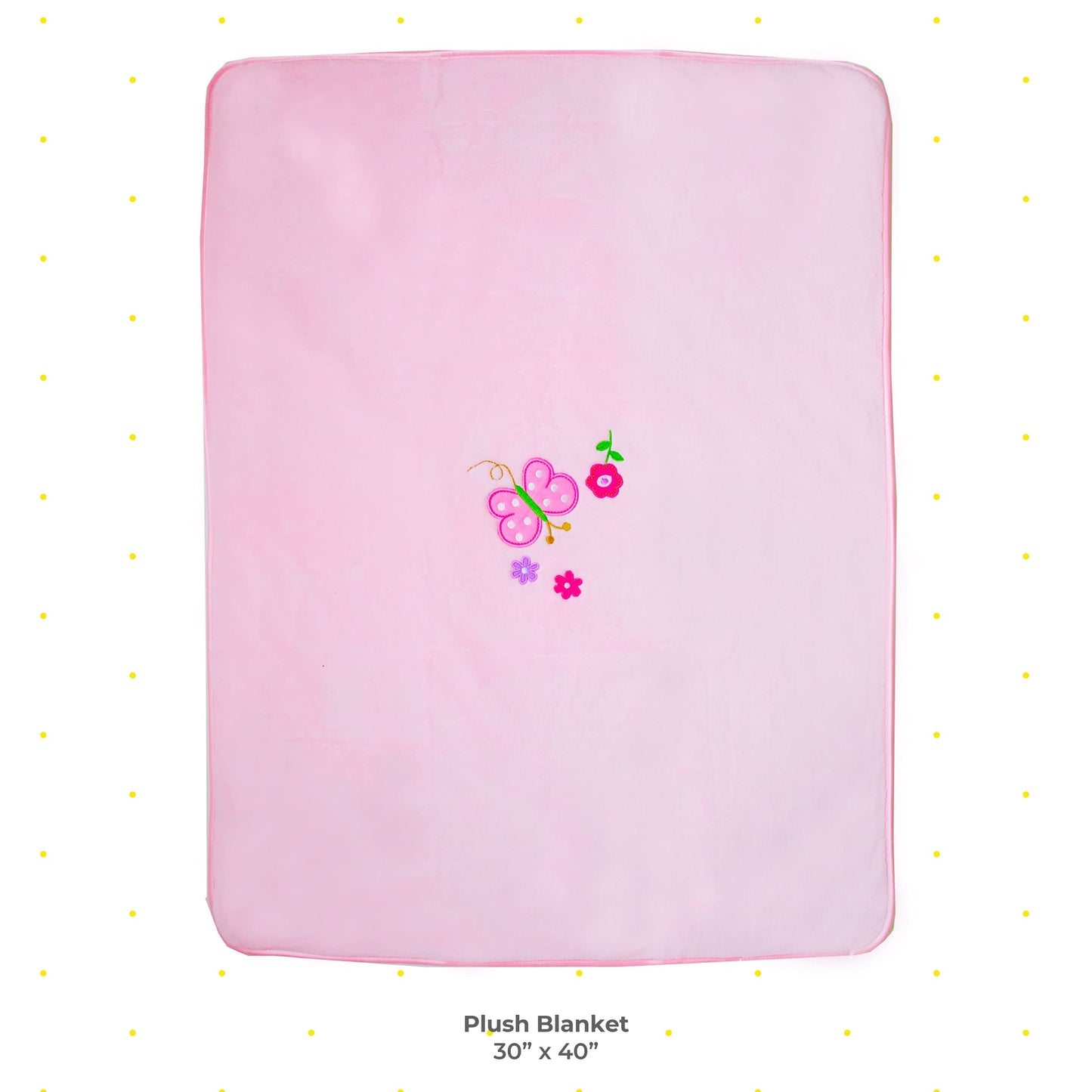 Spasilk Baby Girls' Newborn Extra Thick Plush Blanket with Satin Trim, Pink Butterfly, One Size