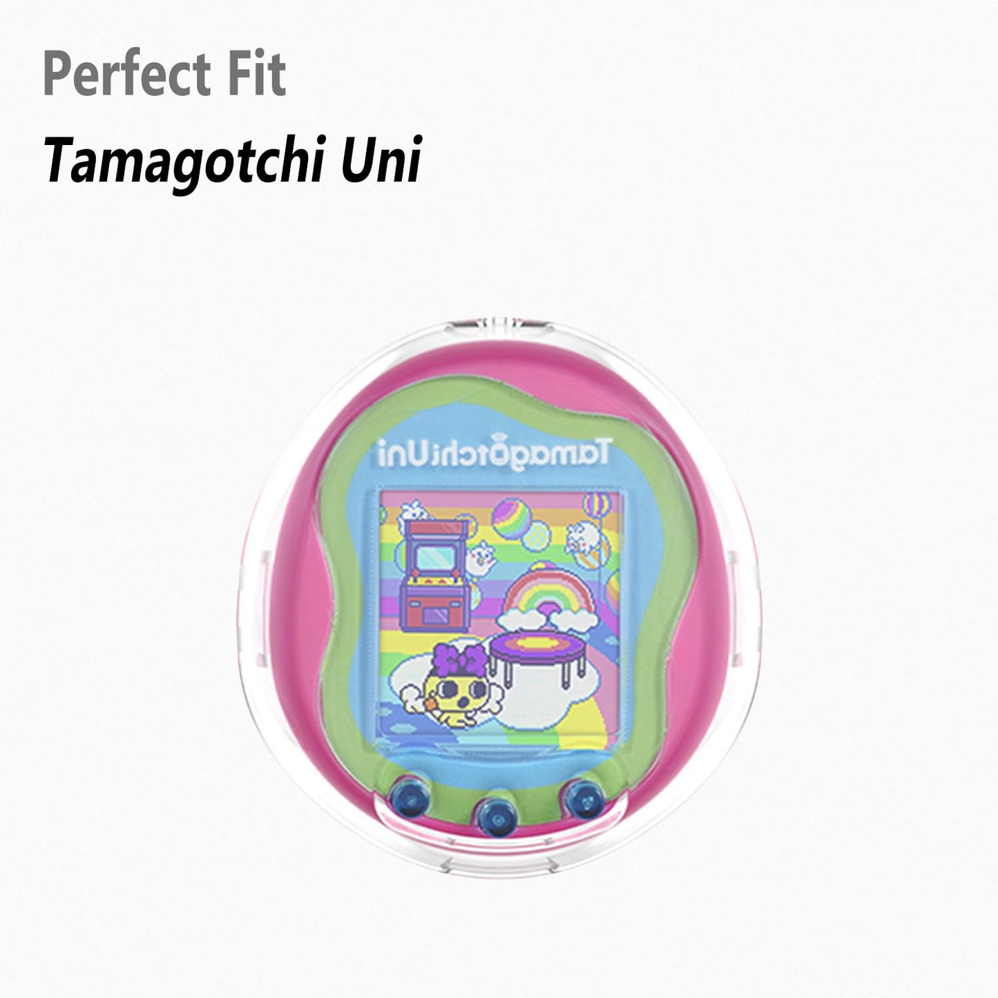 Geiomoo TPU Cover for Tamagotchi Uni Case, Soft Flexible Scratch Resistant Protective with Carabiner (Clear)