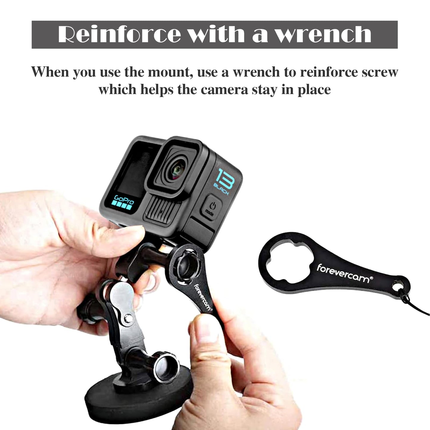 Forevercam Aluminum Extension Mount for Gopro Hero 13 12 11 10 9 8 DJI Osmo Insta360 AKASO and Other Action Camera 360° Rotary Extension Arm Ball