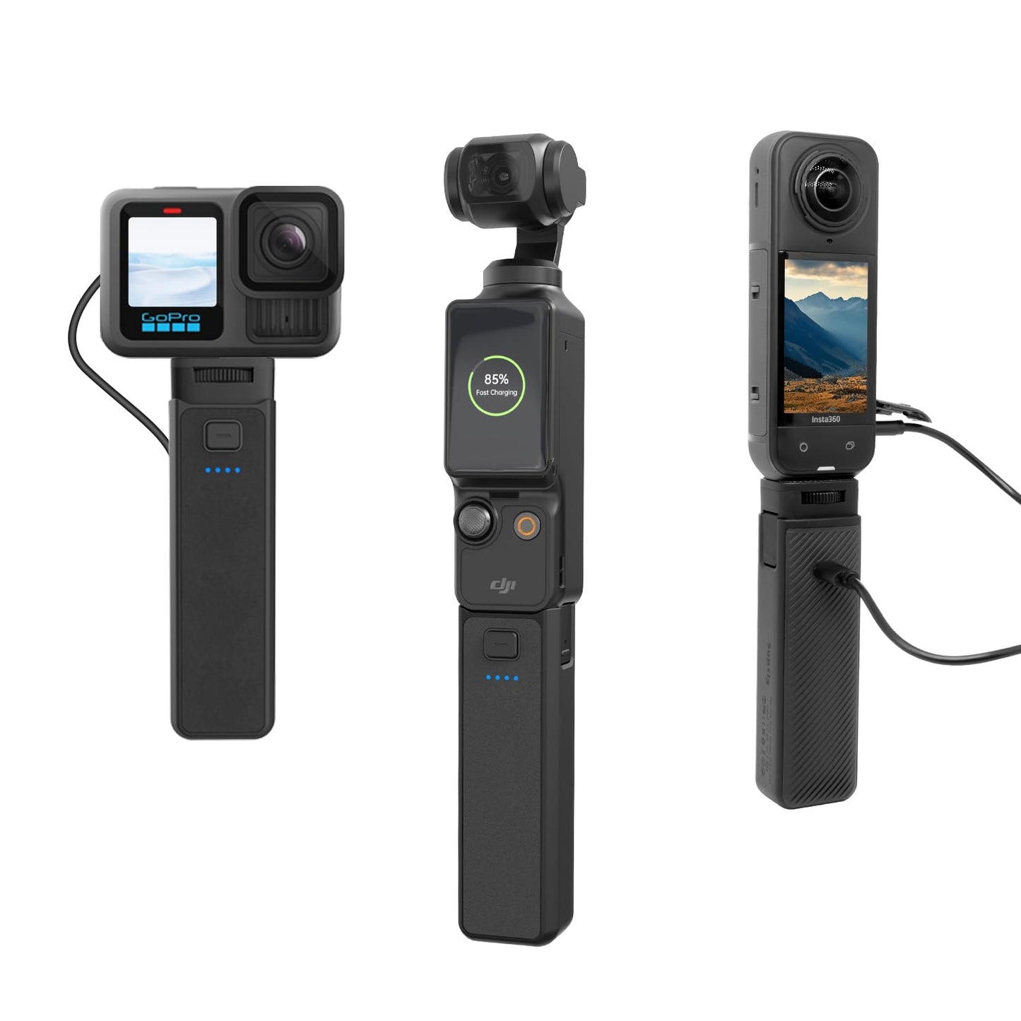 Suptig Handle Grip Battery Charger Battery Handle Built-in 5000mAh Battery Compatible for DJI Pocket 3, Xtra Muse Gopro, Insta 360, Akaso, Phone