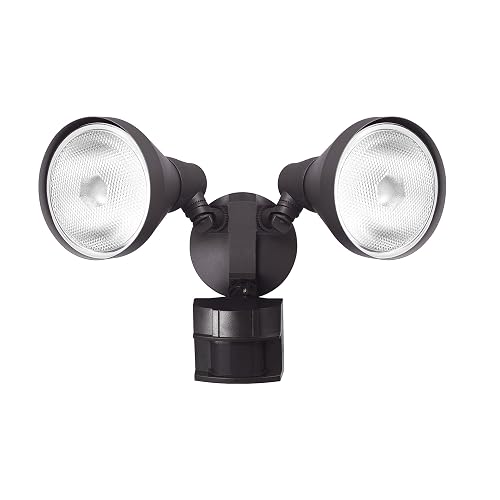 Globe Electric 17000272 180-Degree 240 W Twin Head Bronze Hardwired Motion Sensor Security Flood Light, Spotlight, Outdoor, Outside House Lights