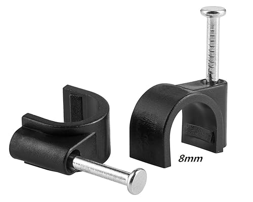 100 Pack Nail in Cable Clips Ethernet Cable Nails Tacks Clips 8mm for Electrical, Ethernet, Dish Wire, Coax Cable, RG6, RG59, CAT6, RJ45 Cable