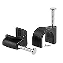 100 Pack Nail in Cable Clips Ethernet Cable Nails Tacks Clips 8mm for Electrical, Ethernet, Dish Wire, Coax Cable, RG6, RG59, CAT6, RJ45 Cable