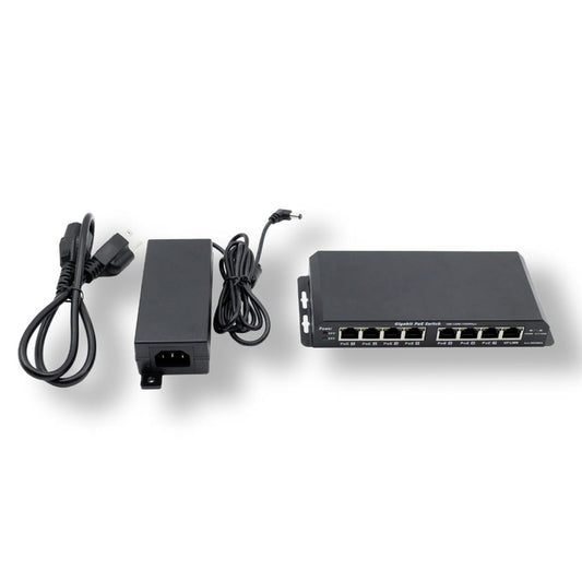 PoE Texas 8 Port Passive PoE Switch - 24v Passive Unmanaged Network Gigabit PoE Switch w/ 1 Uplink Port, Power 7 Devices, Includes 24 Volt 60 Watt