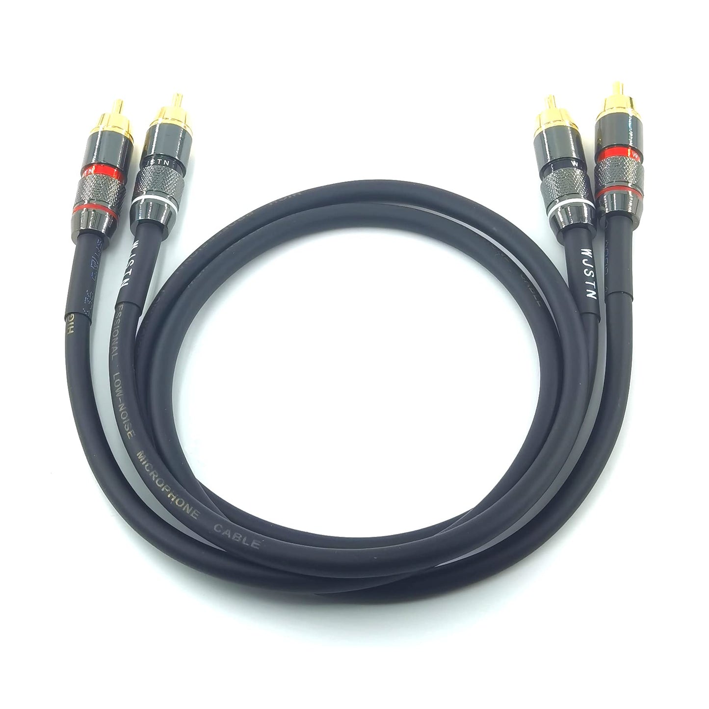 WJSTN RCA Male to RCA Male Stereo Audio Cable,Suitable for Home Theater, Amplifier, HDTV, Game Console, Hi-Fi System. 2Pack 2Feet