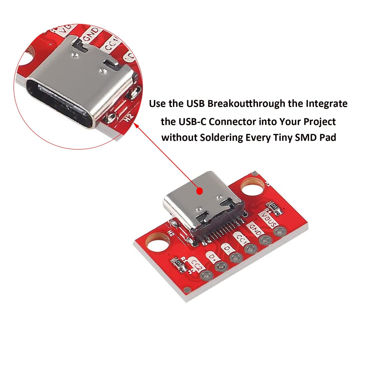 DIANN USB Type-C Breakout Board Serial Basic Breakout Female Connector Type PCB Converter Board NO Pins