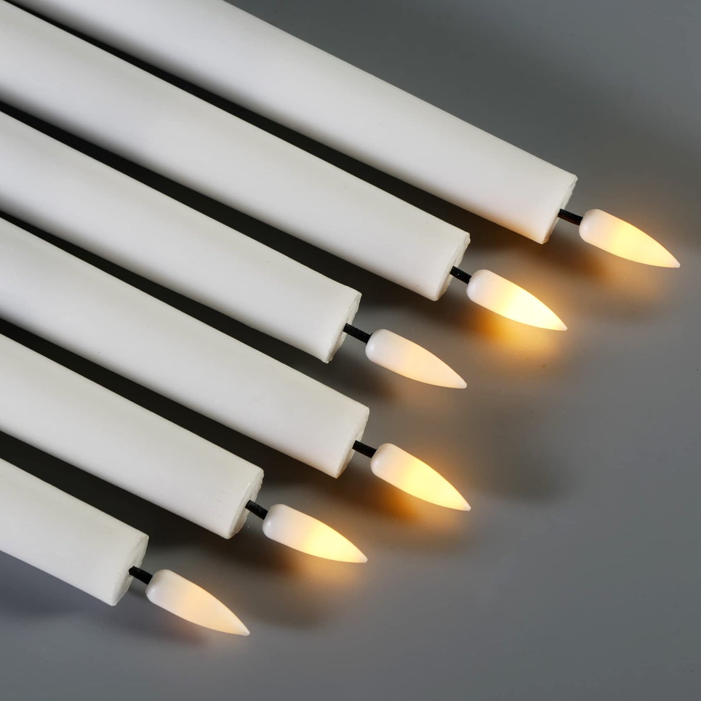 Eywamage White Flickering Flameless Taper Candles with Remote, Battery Operated LED Wax Candlesticks Set of 6