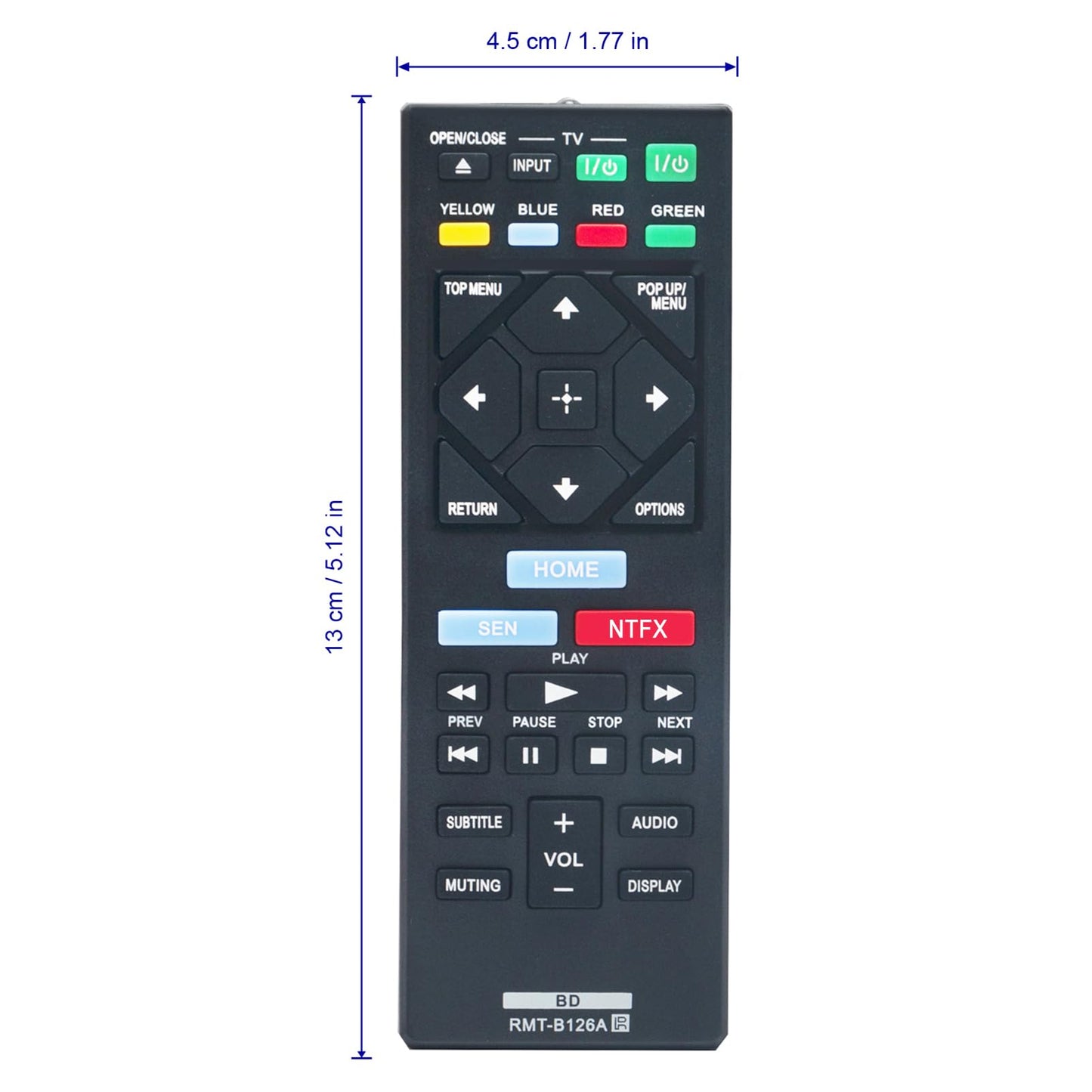RMT-B126A Replace Remote Fit for Sony Blu-ray Disc DVD Player BDP-BX120 BDP-BX320 BDP-BX520 BDP-S1200 BDP-S2200 BDP-S3200 RMT-VB200U RMT-VB100U