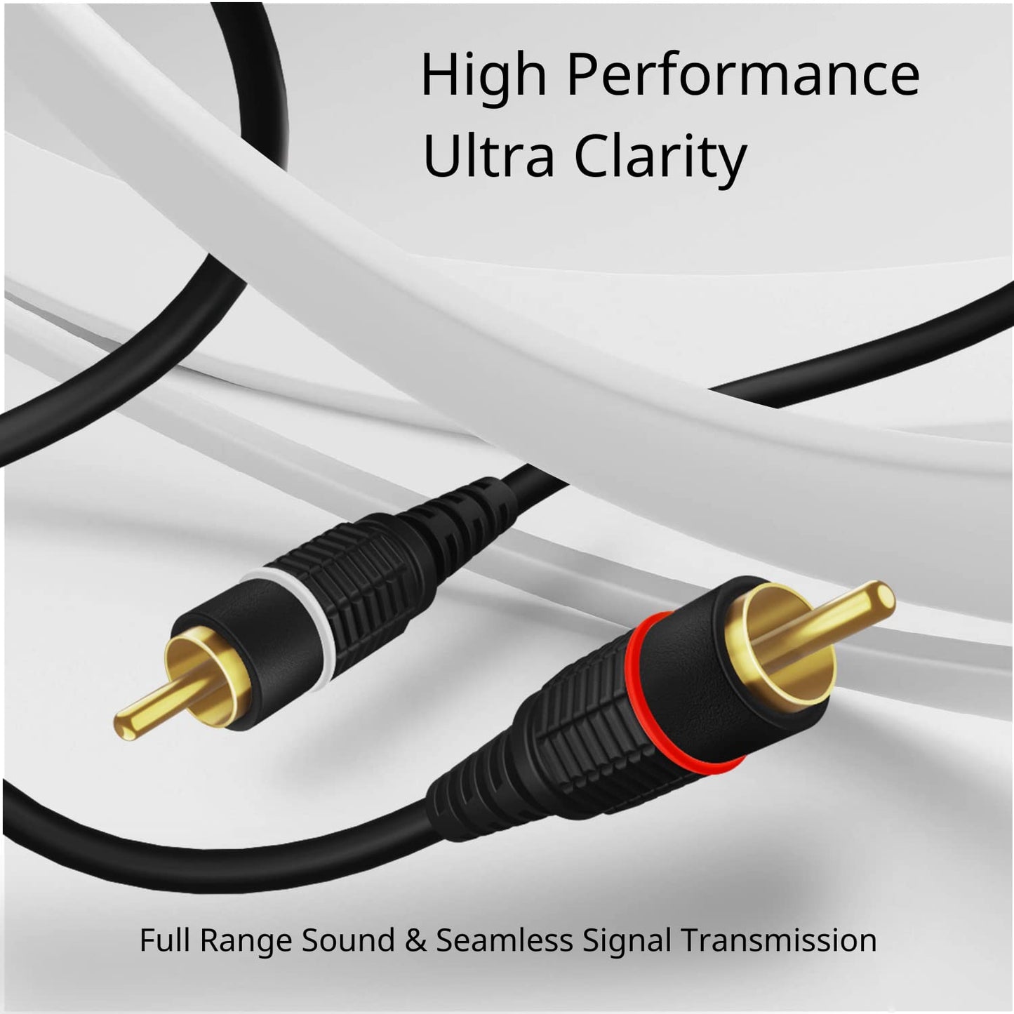 TNP RCA Cable 50ft - Gold Plated 2 RCA Male to Male HiFi Stereo Cable - Red White Audio Cord Dual Shielded for Amplifier, Car Audio, Home Theater
