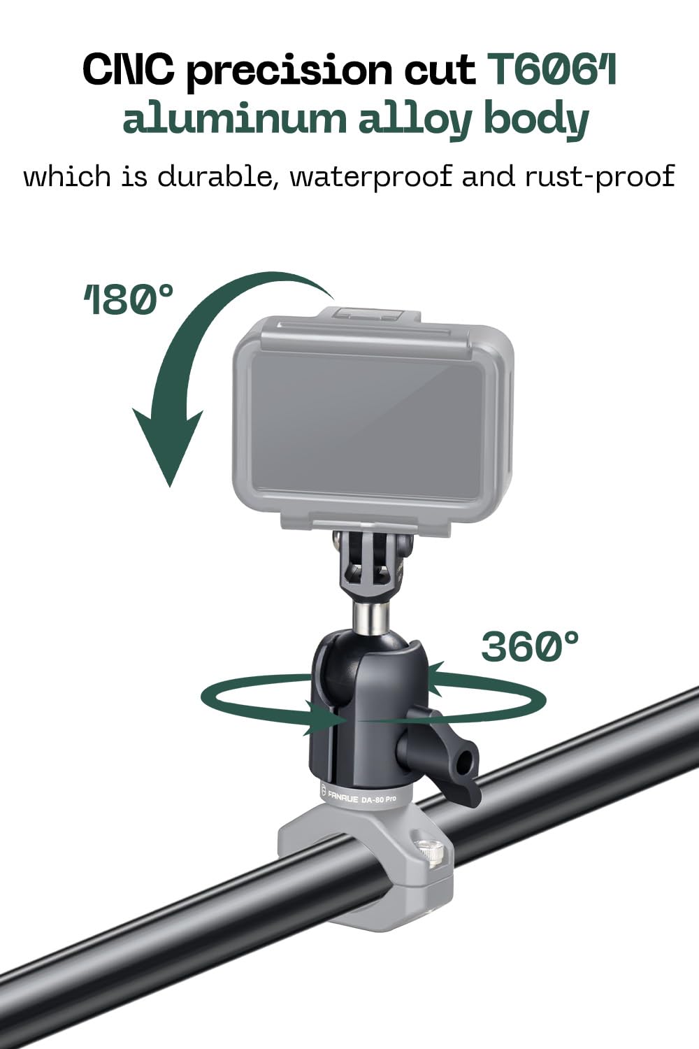 FANAUE Action Camera Universal Ball Adapter with Handlebar Clamp Mount U-Bolt Base,B Size 1" Ball Compatible Gopro Hero Series/AKASO/DJI/Action Camera