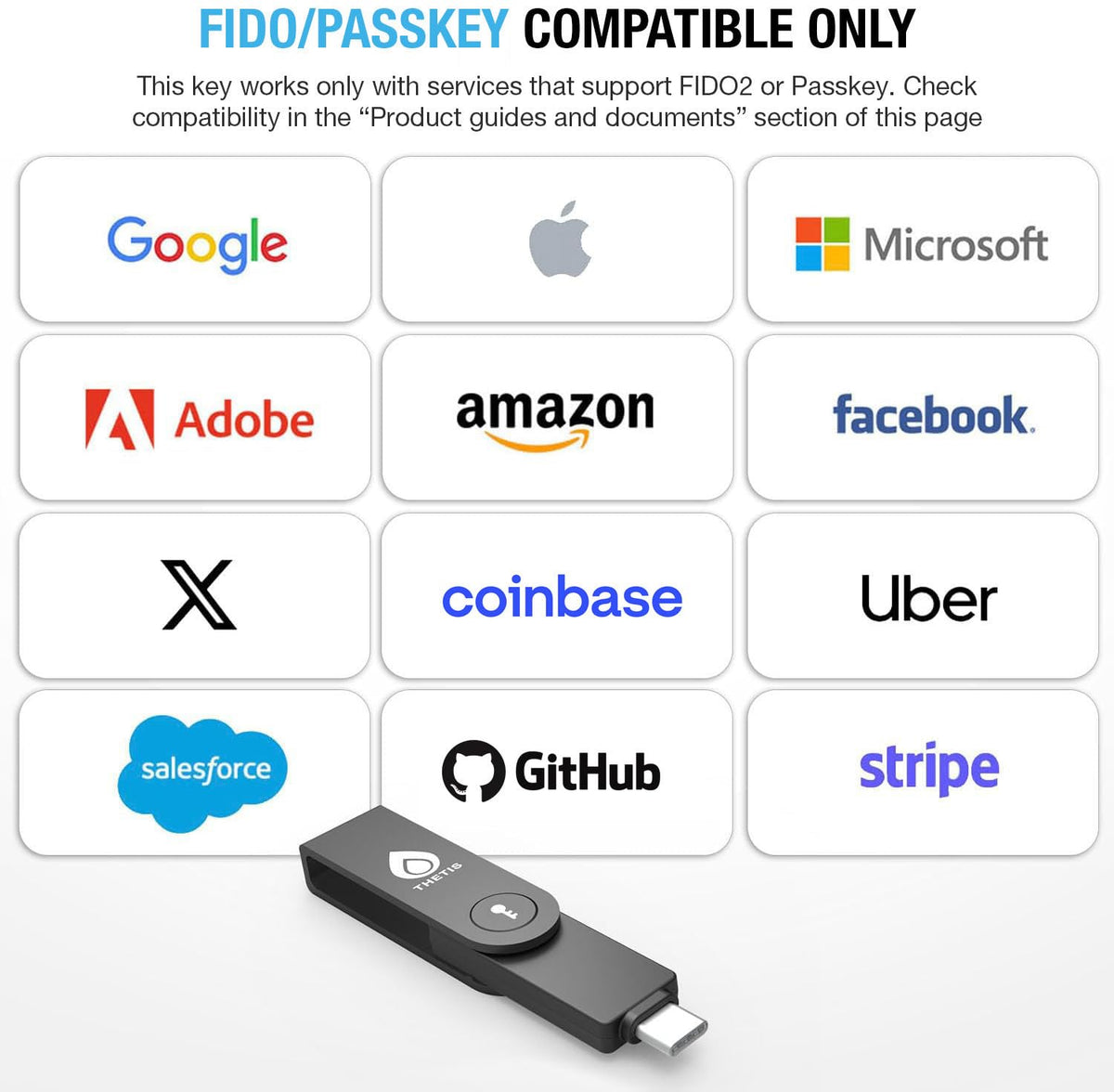 Thetis Pro-C FIDO2 Security Key Passkey Device with USB C & NFC, TOTP/HOTP Authenticator APP, FIDO 2.0 Two Factor Authentication 2FA MFA, Works