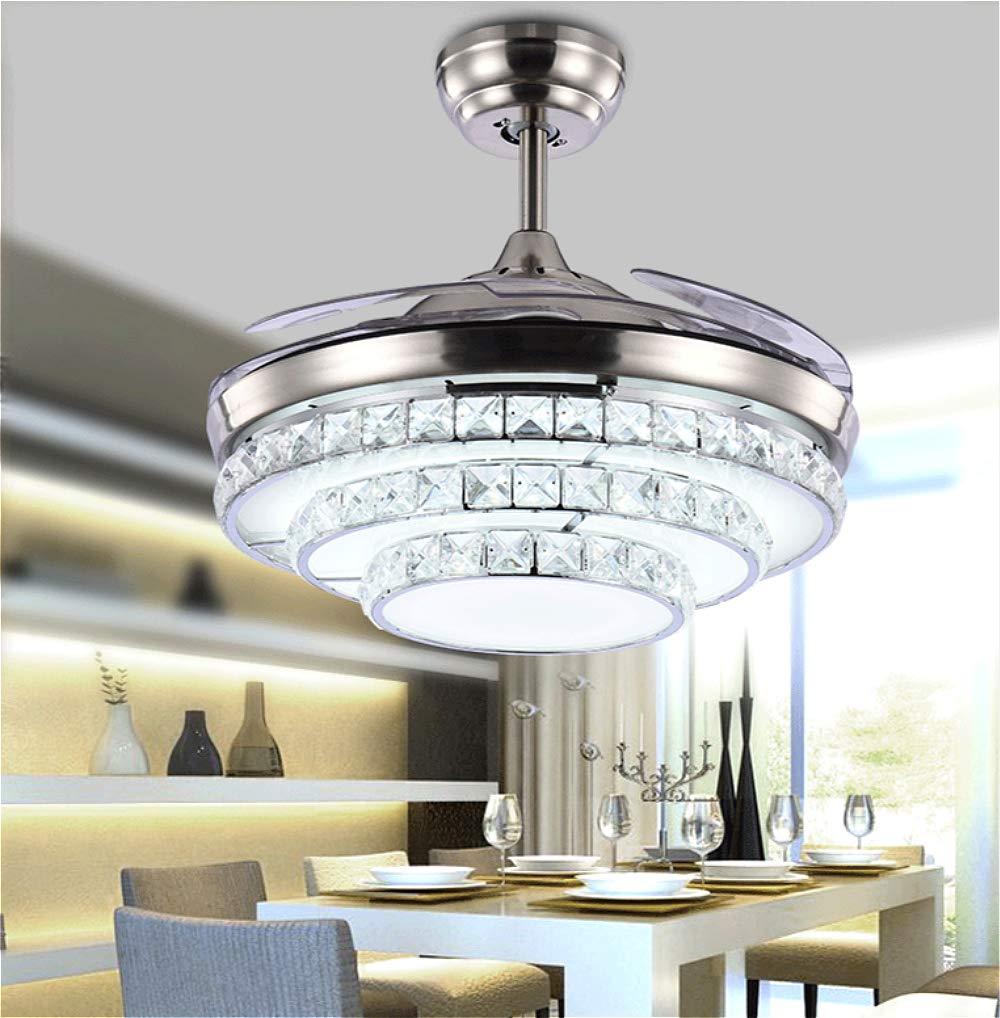 RuiWing Home 42" Crystal Ceiling Fan with Light Modern LED Chandelier