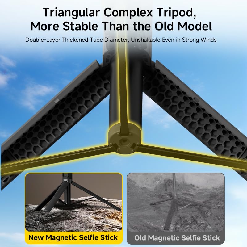 64" Magnetic Phone Tripod for iPhone MagSafe, Reinforced Aluminum Selfie Stick Tripod Stand for Video Recording, Vlogging & Travel Content Creators