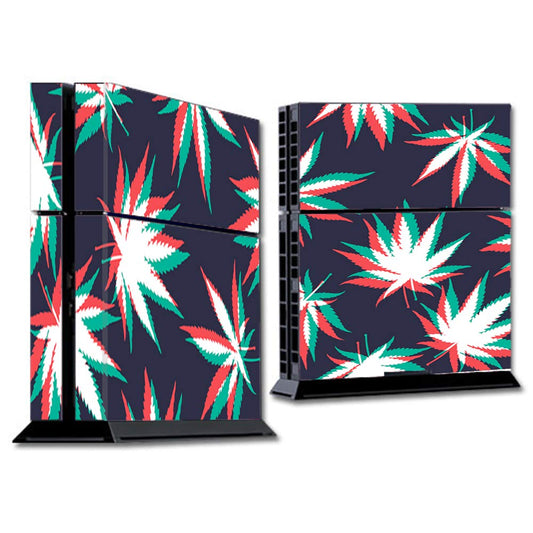 IT'S A SKIN Wrap Compatible with PS4 (R) Sony (R) PlayStation (R) Console - Decals Vinyl Stickers Overlay - 3D Holographic Weed Pot Leaf