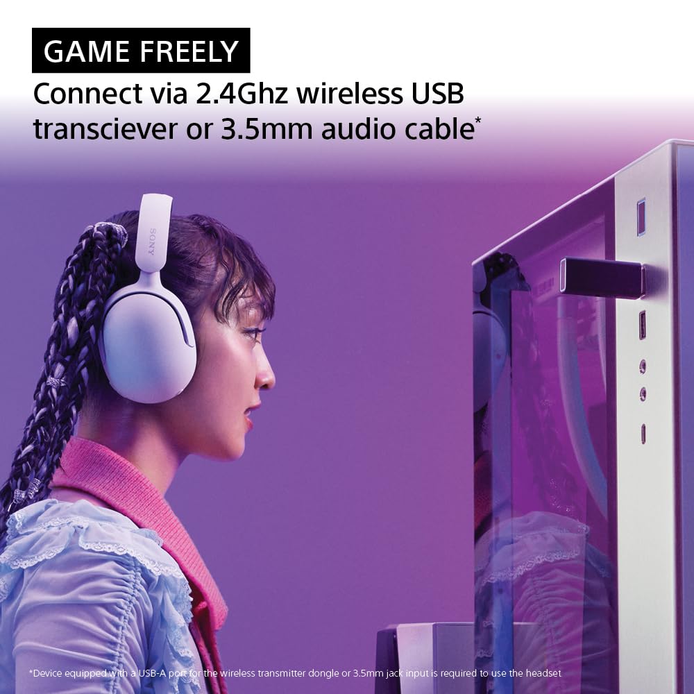 Sony INZONE H5 Wireless Gaming Headset, 360 Spatial Sound, Works with PC, PS5, 28 Hour Battery, 2.4Ghz Wireless and 3.5mm Audio Jack, WH-G500 White