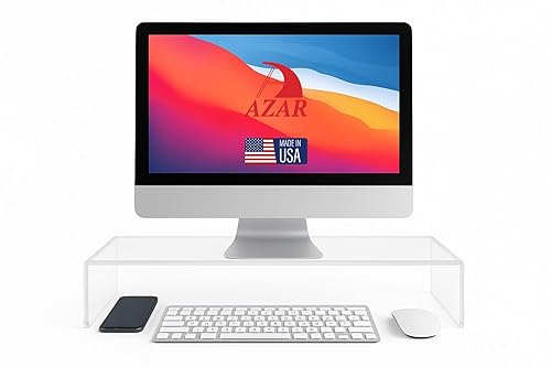 Azar 515360 Acrylic Monitor Stand Riser - Made in USA Laptop stand and Monitor Riser Acrylic Monitor Stand Riser Clear Laptop Stand for Desk Ergonomic